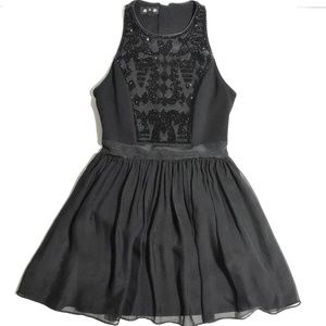 Black Silk Beaded Bodice Dress